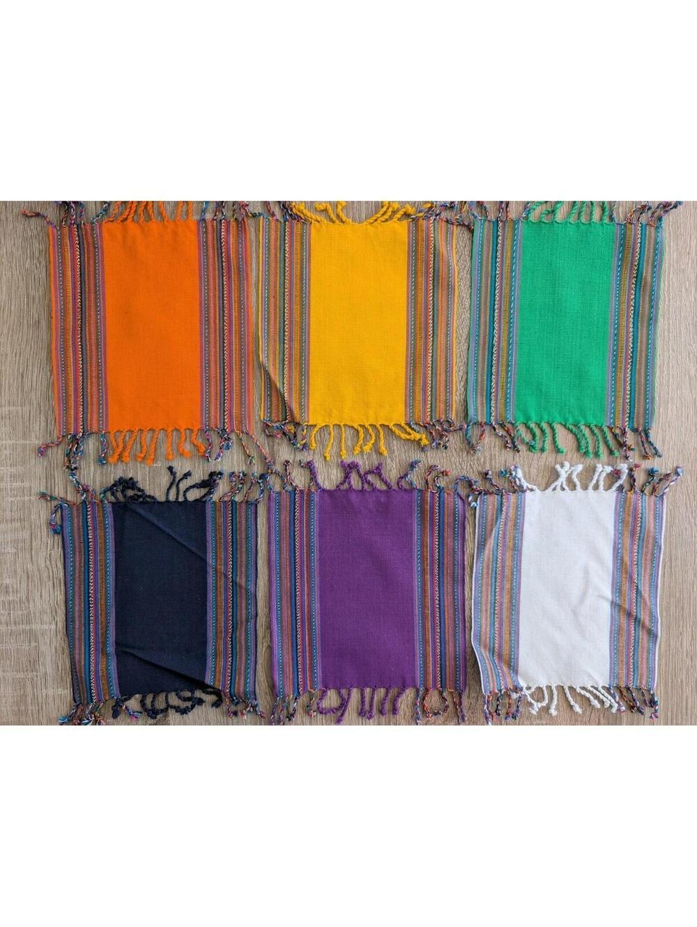 Handwoven Southwestern Aztec Style Mug Rug Coasters Set Of 6 Rainbow Colorful